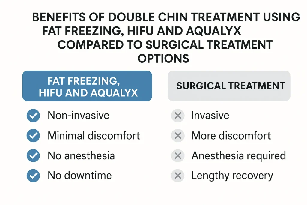 Graphic about the benefits of double chin treatment Deanshanger - from LA LIPO