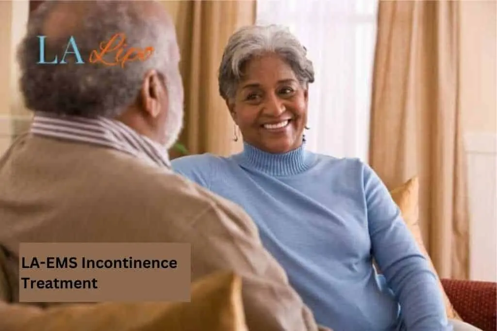 Couple sat smiling at each other - LA-EMS treatment Deanshanger